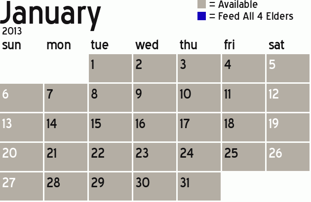 Missionary Dinner Calendar
