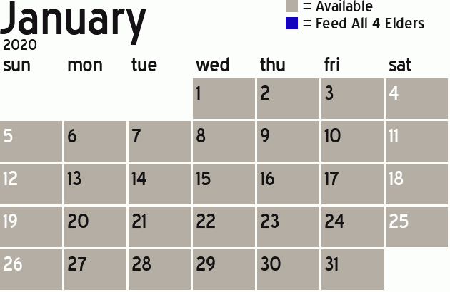 Missionary Dinner Calendar