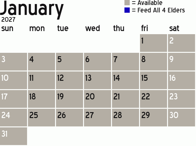 Missionary Dinner Calendar