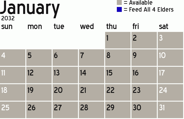 Missionary Dinner Calendar