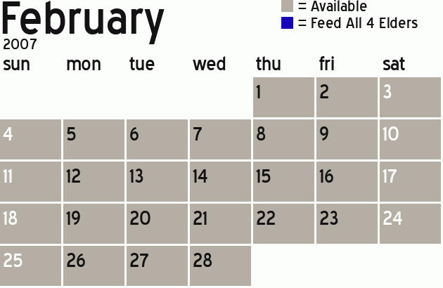 Missionary Dinner Calendar