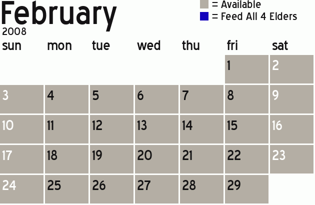 Missionary Dinner Calendar