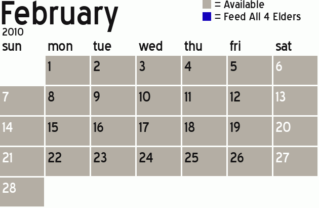 Missionary Dinner Calendar