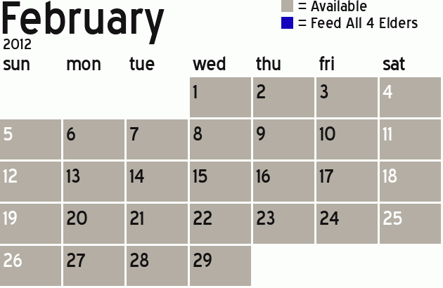 Missionary Dinner Calendar
