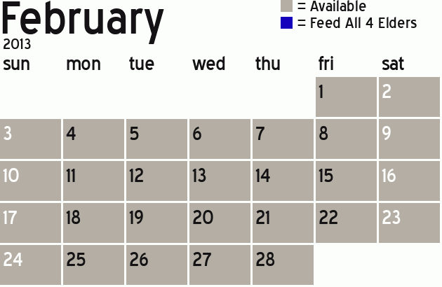 Missionary Dinner Calendar