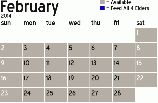 Missionary Dinner Calendar