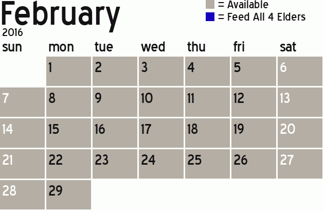 Missionary Dinner Calendar