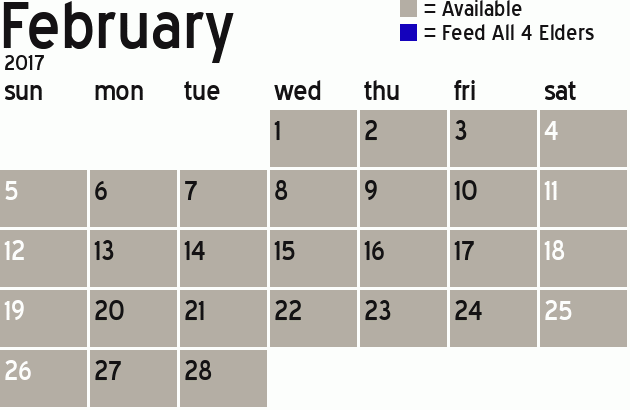 Missionary Dinner Calendar