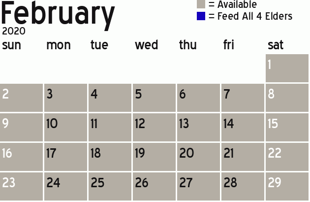 Missionary Dinner Calendar