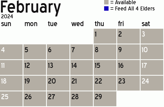 Missionary Dinner Calendar