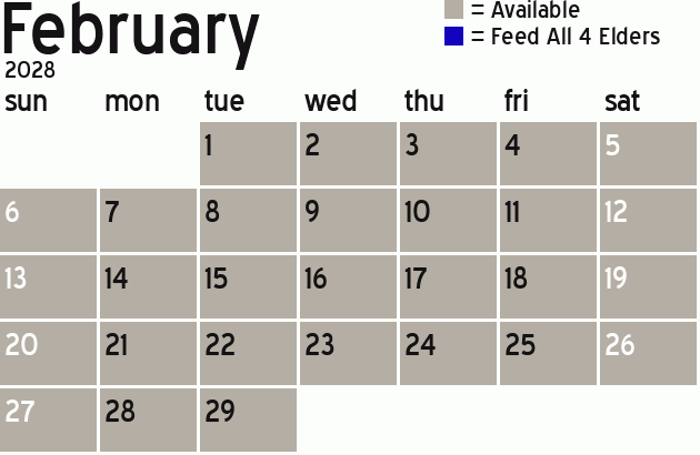Missionary Dinner Calendar