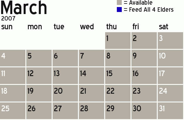 Missionary Dinner Calendar