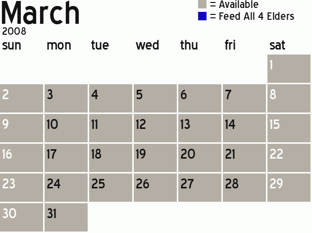 Missionary Dinner Calendar