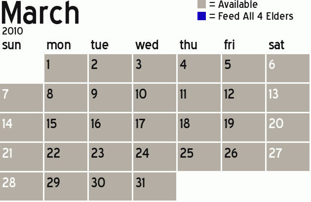 Missionary Dinner Calendar