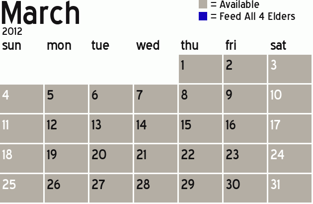 Missionary Dinner Calendar