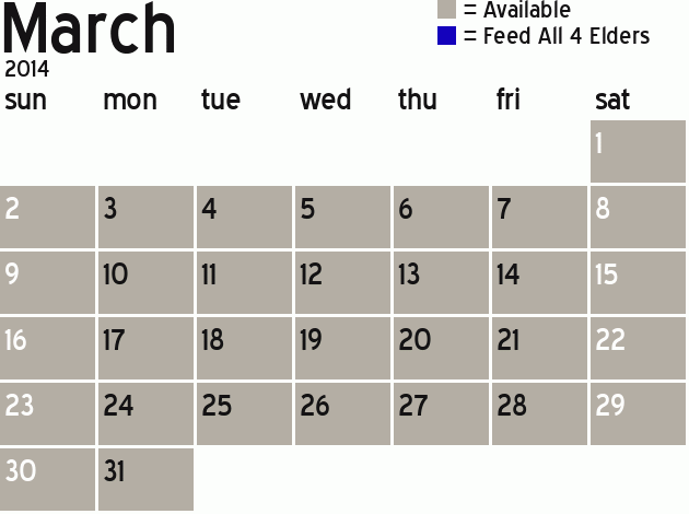 Missionary Dinner Calendar
