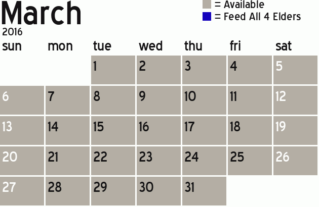 Missionary Dinner Calendar