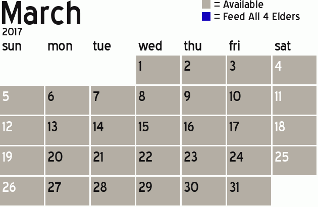 Missionary Dinner Calendar