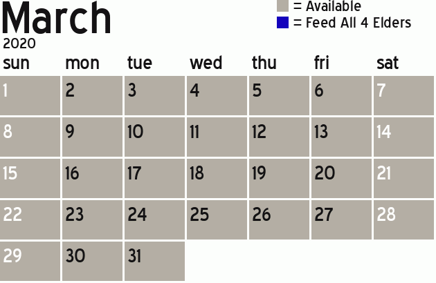 Missionary Dinner Calendar