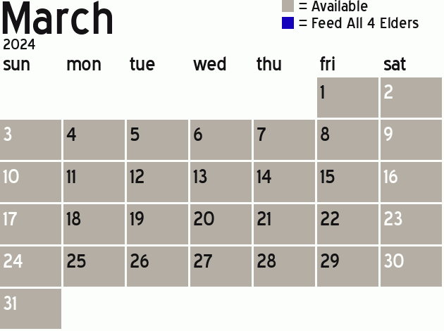 Missionary Dinner Calendar