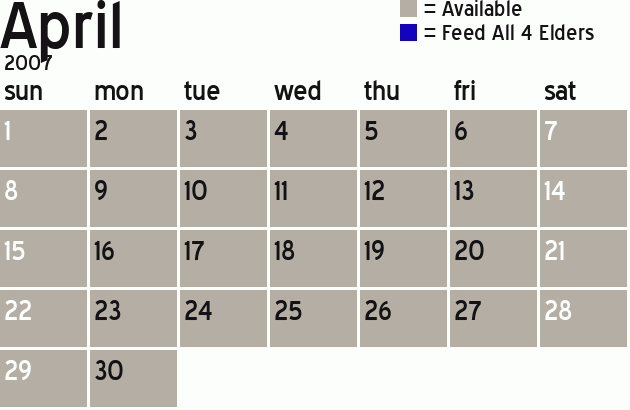 Missionary Dinner Calendar