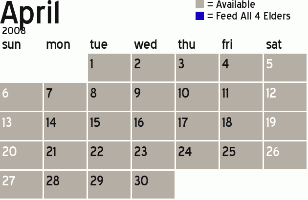 Missionary Dinner Calendar