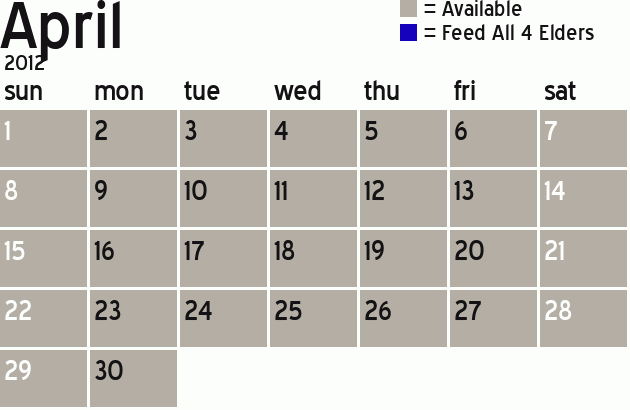 Missionary Dinner Calendar