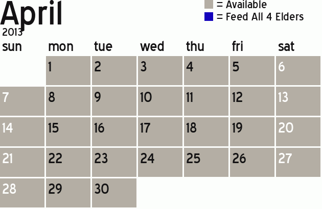 Missionary Dinner Calendar