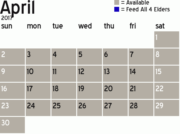 Missionary Dinner Calendar