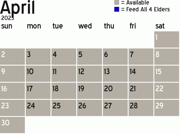 Missionary Dinner Calendar