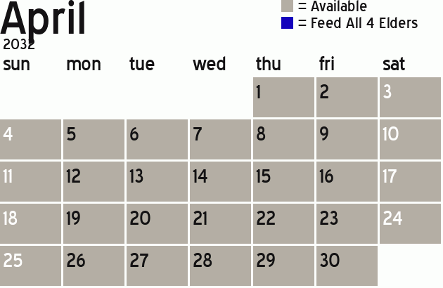 Missionary Dinner Calendar