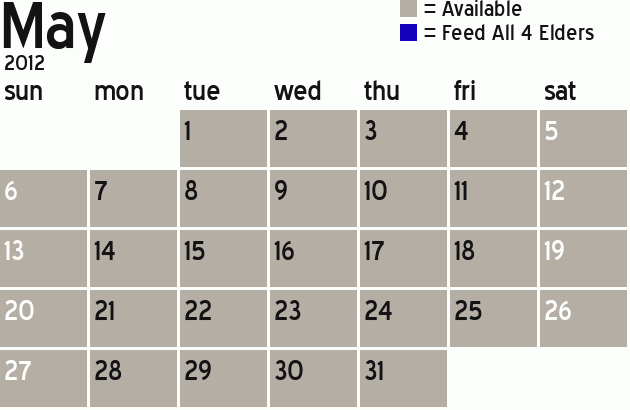 Missionary Dinner Calendar