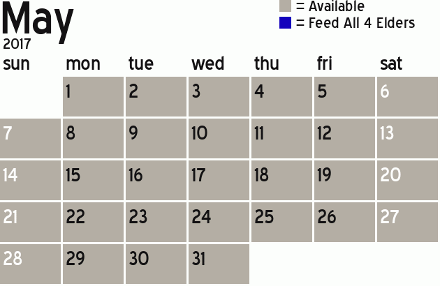 Missionary Dinner Calendar