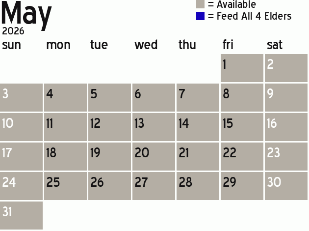 Missionary Dinner Calendar