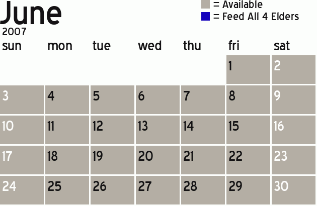 Missionary Dinner Calendar