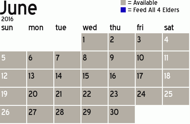 Missionary Dinner Calendar