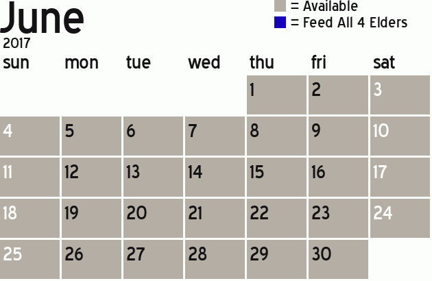 Missionary Dinner Calendar