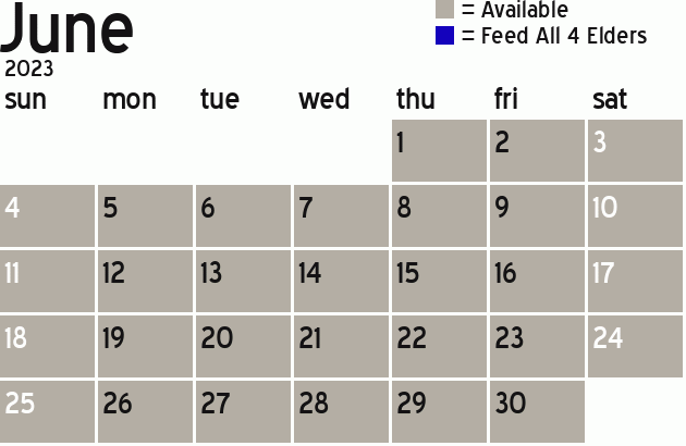 Missionary Dinner Calendar