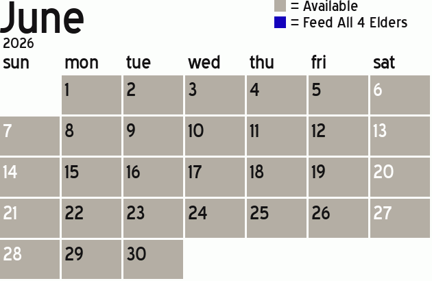 Missionary Dinner Calendar