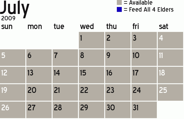 Missionary Dinner Calendar