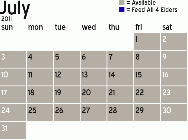 Missionary Dinner Calendar
