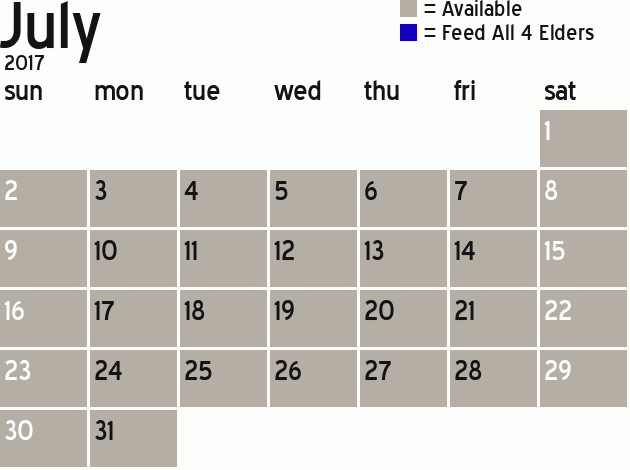 Missionary Dinner Calendar