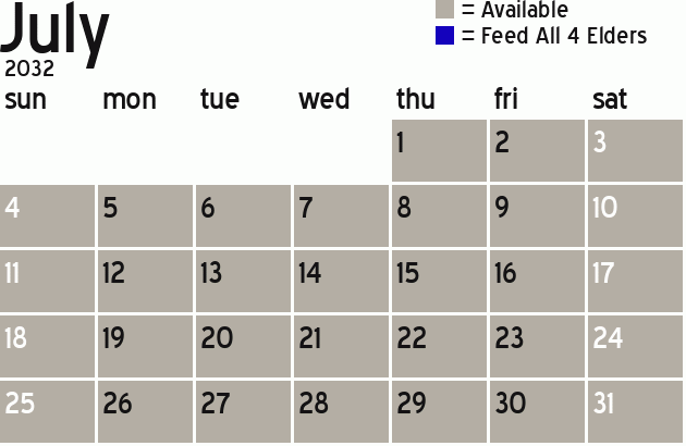Missionary Dinner Calendar