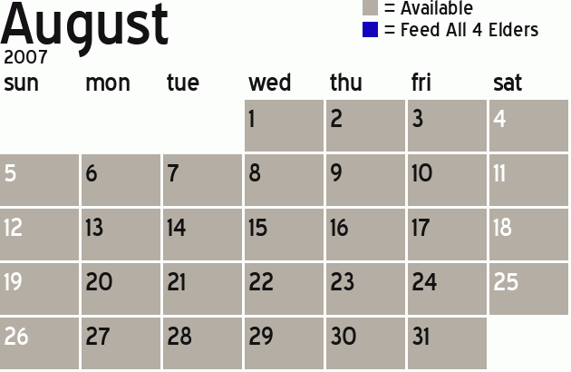 Missionary Dinner Calendar