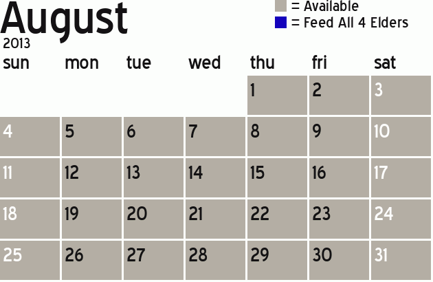 Missionary Dinner Calendar