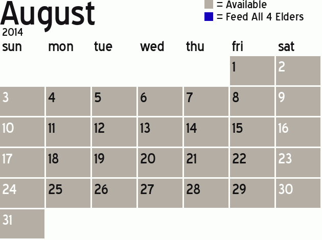 Missionary Dinner Calendar