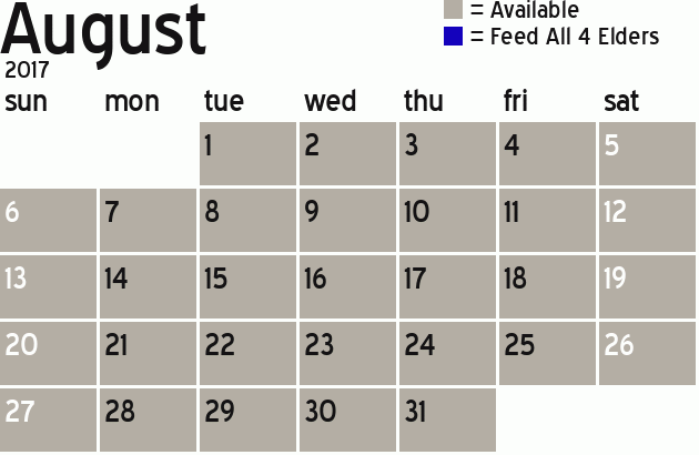 Missionary Dinner Calendar
