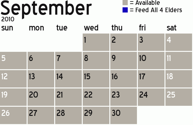 Missionary Dinner Calendar
