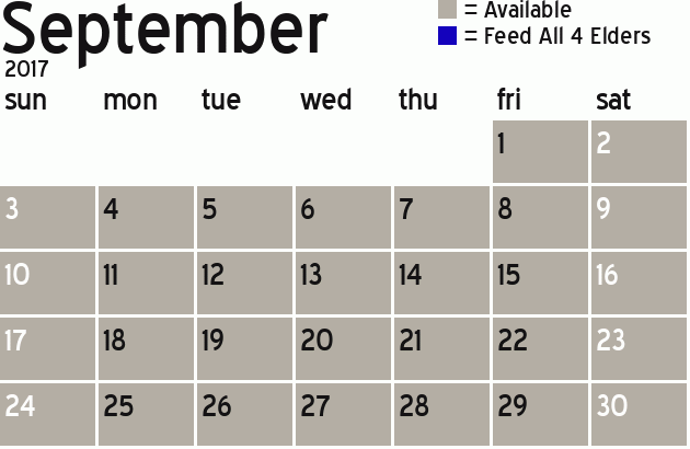 Missionary Dinner Calendar