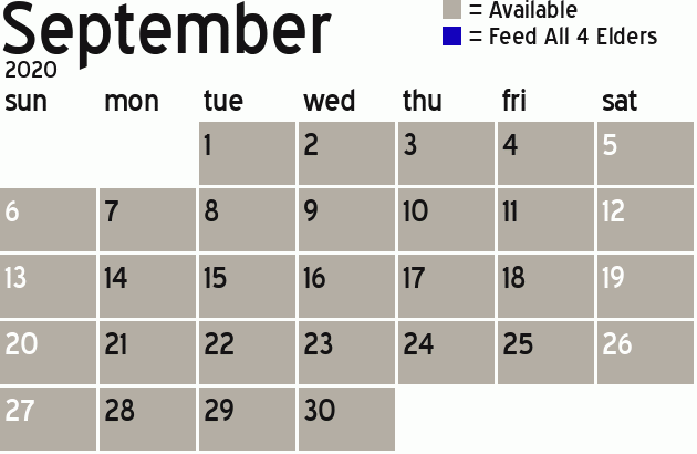 Missionary Dinner Calendar